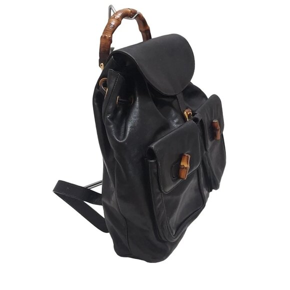 GUCCI Bamboo Black Leather - Backpack 397-070925 - Picture 3 of 9